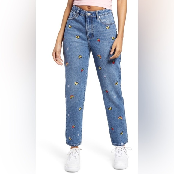 BP Embroidered High Waist Mom Denim Jeans Size 31 - Picture 9 of 11